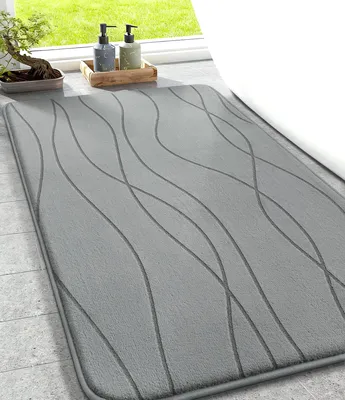 Produktbild von Badematte, Memory-Schaum-Badematte, rutschfeste Badematte, waschbar, weich, saugfähige Bade-/Duschmatte für das Badezimmer, grau, 50 x 80 cm