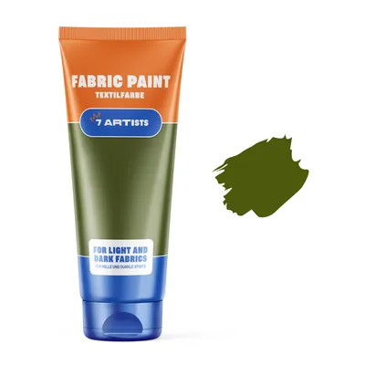 Image de 7 Artists Peinture pour tissu Peinture textile Vert olive Peinture acrylique Résistante au lavage À base d'eau | Flacon de 60 ml | Peinture textile Résistante au lavage en machine après fixation | Fort pouvoir couvrant Pour tissus foncés – Blanc opaque