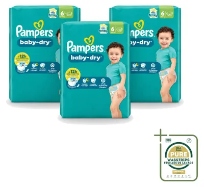 Immagine prodotto di 3 pannolini Pampers Baby-Dry taglia 6 - confezione risparmio - 3 pezzi