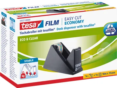 Produktbild von tesa Economy Klebebandabroller schwarz Tischabroller eco inkl. tesafilm