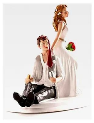 Produktbild von Figur eines betrunkenen Brautpaares für Hochzeitstorte 14 cm