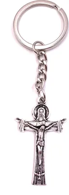 Produktbild von Onwomania Schlüsselanhänger Kruzifix Jesus Kreuz N.R. Silber Metall Anhänger Charm