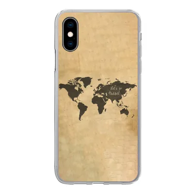 Produktbild von MuchoWow® Handyhülle Schutzhülle Hülle für iPhone X Weltkarte - Schwarz - Sprichwörter Silikon Softcase Handy Hülle - Handyhülle