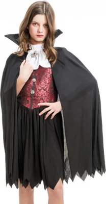 Produktbild von Halloween Kinder Kostüm "Vampiress Theodora" | Schwarz Rot Größe: 128