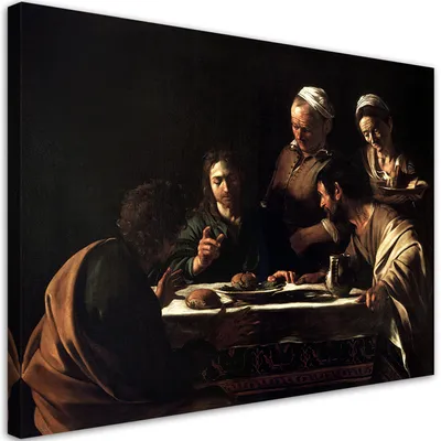 Zdjęcie produktu dla Obraz na płótnie Ostatnia Wieczerza w Emaus - Caravaggio 90x60 Feeby Kolorowy obraz na ścianę gotowy do zawieszenia