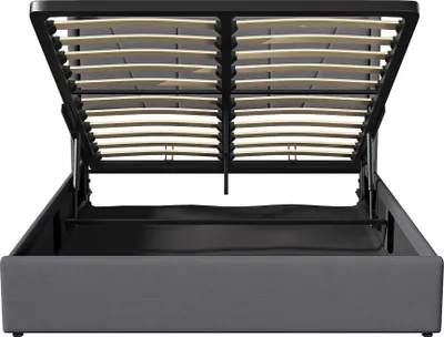 Obrázek produktu pro UnboxG postel 160x200 s LED a USB (bezdrátová podpora), čalouněná postel 160x200cm s čelem a úložným prostorem, manželská postel s roštovým rámem, úložný prostor, postel pro mládež, moderní rám postele zPolyuretan- šedý