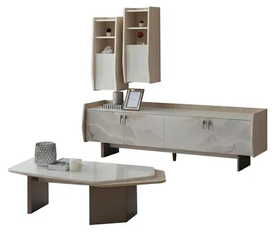 Immagine prodotto di Set per soggiorno: divano, tavolino. Parte superiore. Parte inferiore. Stile moderno. Nuovo