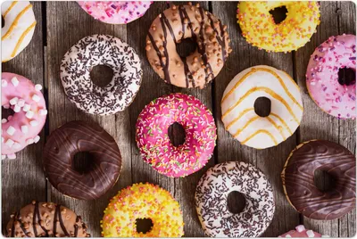 Produktbild von Küchenmatte 150x225 cm Vinylmatte Bodenmatte Dekoration - Donuts mit Schokolade