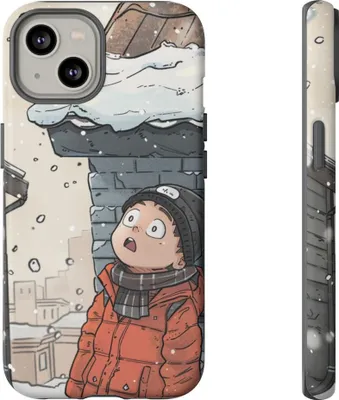 Produktbild von Winterliche Chibi-Szene mit verschneitem Dach – Hülle Kompatibel mit iPhone 14