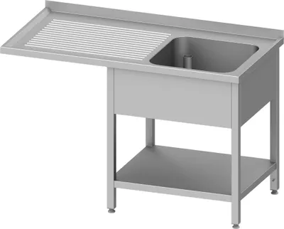 Produktbild von Spültisch mit Grundboden, und Überstand, 1200x600x900 mm, mit einem Becken rechts, mit Aufkantung, verschweißt