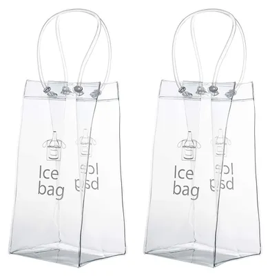 Produktbild von Flaschenkühler, Kühltasche Transparente mit Griff, 2 Stück PVC Ice Bags Champagner Tasche für Kaltes Bier, Wein, Getränke, Party, Outdoor, Camping