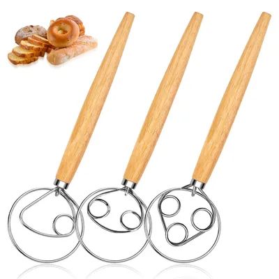 Teigbesen-Set, 3 Stück, 33 cm, Edelstahl, Holzgriff
