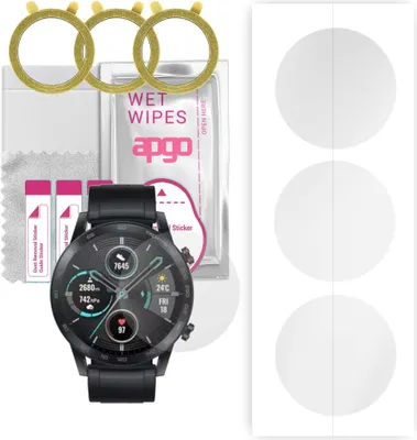 Produktbild von apgo 3 Stück Schutzfolie, klar, kompatibel mit Honor MagicWatch 2 46mm Smartwatch, Hydrogel Displayschutzfolie mit Positionierhilfe, Displayfolie, robust und kratzfest