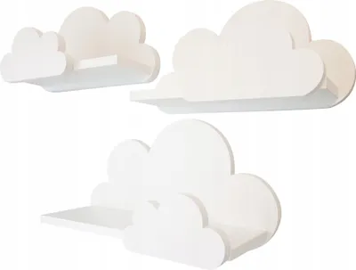 Obrázok produktu pre Sada 3 nástenných políc Cloud Regály na knihy do detskej izby Plávajúca polica biela