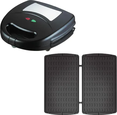 Produktbild von Syntrox Germany Multimaker SM-1300W-Masto mit Wechselplatten – 1300W Leistung, vielseitig für Waffeln, Sandwiches, Grillen & mehr (Waffeleisen Big)