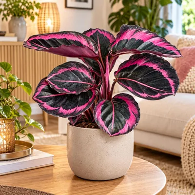 Obrázok produktu pre Calathea roseopicta 'Dottie' 'M' - izbová rastlina s ružovým vzorom listov, ideálna do obývacích izieb