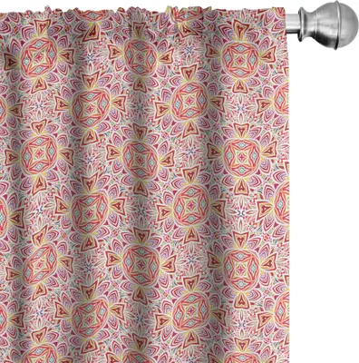 Produktbild von ABAKUHAUS marokkanisch Vorhänge, Gardinen, Repetitive Komplizierte Bunte lebendige Motive Muster, 2 Stück 75 x 175 cm, Mehrfarbig