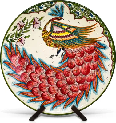 Produktbild von Lagan - Feuervogel X4, Rischtan-Keramik, Ø 42 cm Glasur Teller Handarbeit Oriental Usbekische