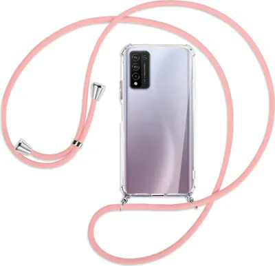 Produktbild von Handykette Backcover-Schutzhülle mit Band (Metall silberfarben) für Honor 10X Lite - rosa