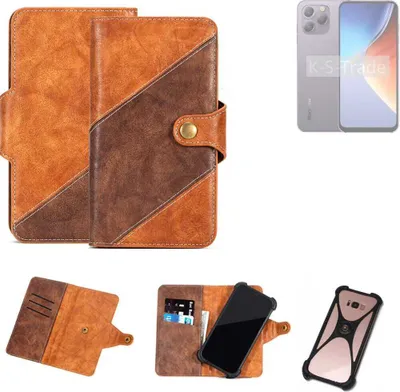 Produktbild von K-S-Trade Handyhülle Schutzhülle Bookstyle Case Wallet-Case kompatibel mit Blackview A96 Cover Klapphülle Kantenschutz Smartphone dunkelbraun braun