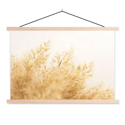 Produktbild von MuchoWow® Textilposter Pampasgras - Sonne - Gras 120x80 cm mit holzfarbenen Rahmen - Aufhängeset