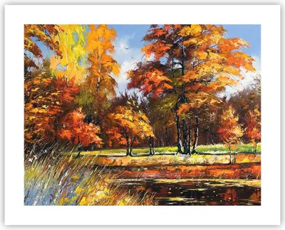 Produktbild von Poster - Poster ohne Rahmen - Park Herbst Wasser - 50x40 cm - Wand Bild - Wanddeko - Wandbilder - Kunstposter - Wandposter - Bilder - Kunstdruck - Wanddekoration - Wandbild - P2XAA50x40-3536