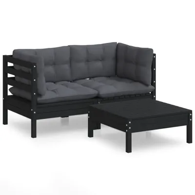 Produktbild von vidaXL 3-tlg. Garten-Lounge-Set mit Anthrazit Kissen Kiefernholz