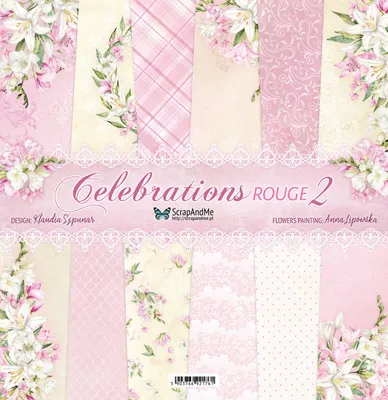 Image de SCRAPandME 6feuilles 30x30cm double face papier scrapbooking 250g, Celebrations Rouge 2