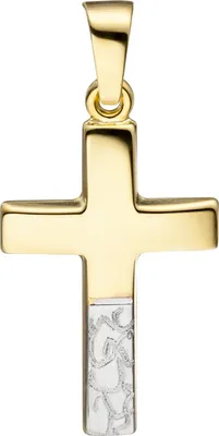 Produktbild von JOBO Anhänger Kreuz 333 Gold Gelbgold bicolor diamantiert Kreuzanhänger