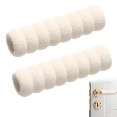Produktbild von 2-teiliges Set Türgriffschoner, Türgriffschutz, Schaumstoffgriffabdeckungen, Türstopper, 13,5 x 3,5 cm Schaumstoff-Türgriffabdeckung, für Innentüren und Wände, antistatisch (beige)