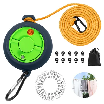Zdjęcie produktu dla Suszarka do prania - Wysuwana - 10 m - Z klamerkami - Na kemping i outdoor