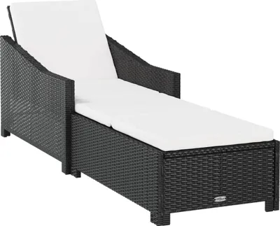 Obrázok produktu pre vidaXL Lehátko s krémovo bielym vankúšom Poly Rattan Black