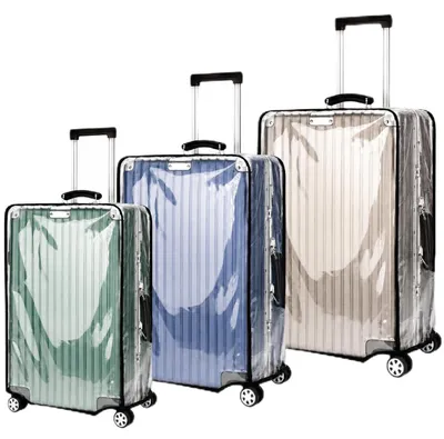 Image de 3 housses de protection transparentes en PVC, réutilisables, pour valises