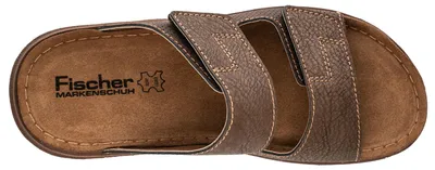 Produktbild von Fischer Herren Pantolette Klettverschluss flexibel Ziernähte 556544, Größe:44 EU, Farbe:Braun