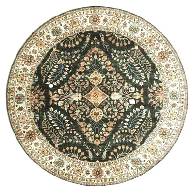 Produktbild von Vintage Gartenteppich Rund - Santo Flora Dunkelgrün