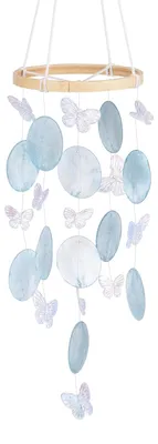 Muschel-Windspiel, blau, 12 x 35 cm, für Außenbereiche