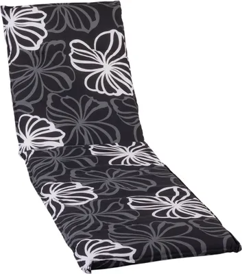 Produktbild von Auflage für Gartenliegen Barcelona 193x60 cm Black Flower – Liegenauflage mit Komfortschaumkern und Bezug – Sitzpolster für Gartenliegen - 100