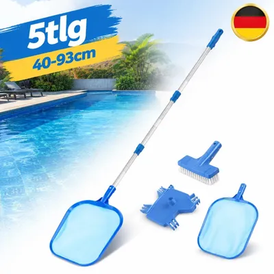 Immagine prodotto di Retino per il fondo della piscina con asta telescopica da 40-93 cm, realizzato in alluminio con maglia fine, adatto per piscine e stagni