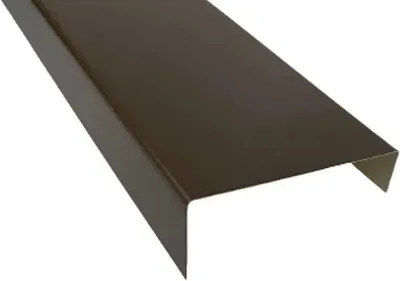 A close-up, angled view of a brown metal U-profile strip against a white background.