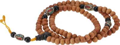Produktbild von Tibetische Gebetskette, Buddhistische Mala Halskette aus Sandelholz - Modell 19, Braun, Holz,Halbedelstein, 80*0,8 cm, Ketten & Modeschmuck für den Hals