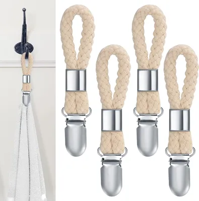 Produktbild von 4-teiliges Set: Handtuchclips, Geschirrtuchhalter, Küchenhandtuchhaken für Bad und Schrankclips zum Aufhängen von Handtüchern