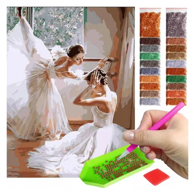 Produktbild von ARTULIO Diamond Painting Set - Schöne Ballerinen in zarten Pastellfarben - 30 x 40 cm - 5D Crystal Art, Bilder DIY
