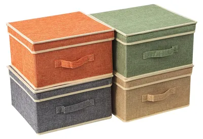 Aufbewahrungsboxen 4er-Set, 33,5x31,75x17 cm, Leinen