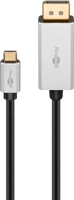 Image de Goobay 60177 Câble adaptateur USB-C™ vers DisplayPort™, 3 m, argenté-noir - USB-C™ mâle > DisplayPort™ mâle