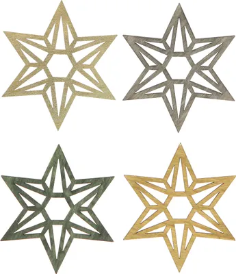 Produktbild von Grüne Holzsterne 8cm Weihnachtsdeko Set 16 Stück
