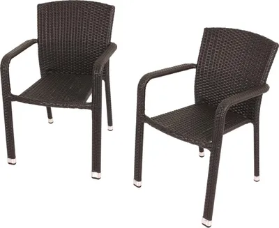 Produktbild von Gartenstuhl 2er Set WERNER - Kunststoff, Braun | Stapelstuhl Wetterfest Gartenstühle Outdoor Essstühle