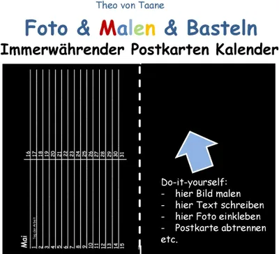 Produktbild von Foto & Malen & Basteln - Immerwährender Postkarten Kalender - schwarz (kartonierte Ausgabe in Ringbindung)