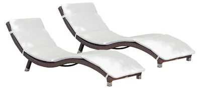 Produktbild von Sonnenliege ALICE 2er Set mit Auflage Coffee Kunststoff | Gartenliege Wellig Relaxliege Wetterfest