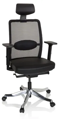 Obrázek produktu pro hjh OFFICE manažerská židle SENATOR PRO Ergonomická kancelářská židle s područkami (výškově nastavitelná) Kožená/síťovaná otočná židle do kanceláře, domácnosti