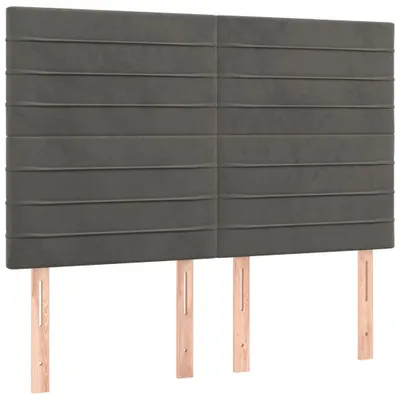 Image de vidaXL Têtes de lit 4 pcs. Gris foncé 72x5x78/88 cm velours